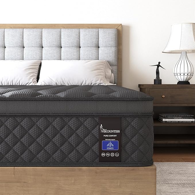 Twin Hybrid Mattress, 12 Inch Medium Mattress Euro Top by VISCOUNTESS