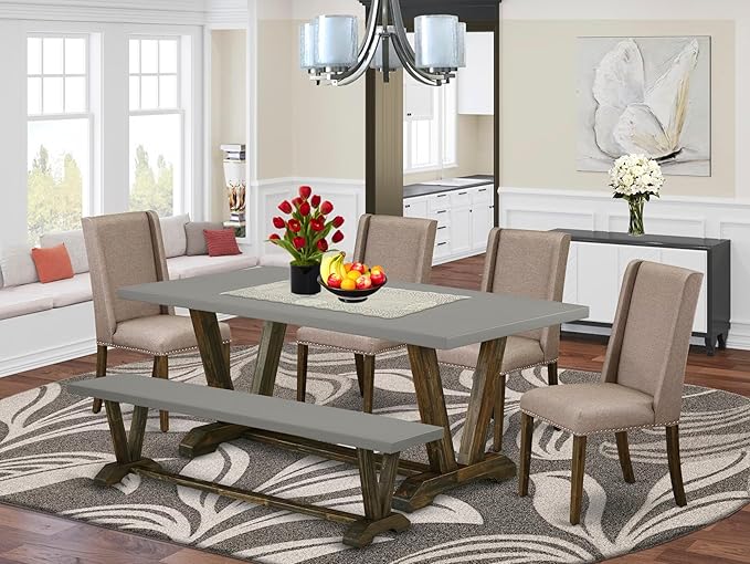 East West Furniture V797FL716-6 6 Piece Dining Table Set Contains a Rectangle - Image 2