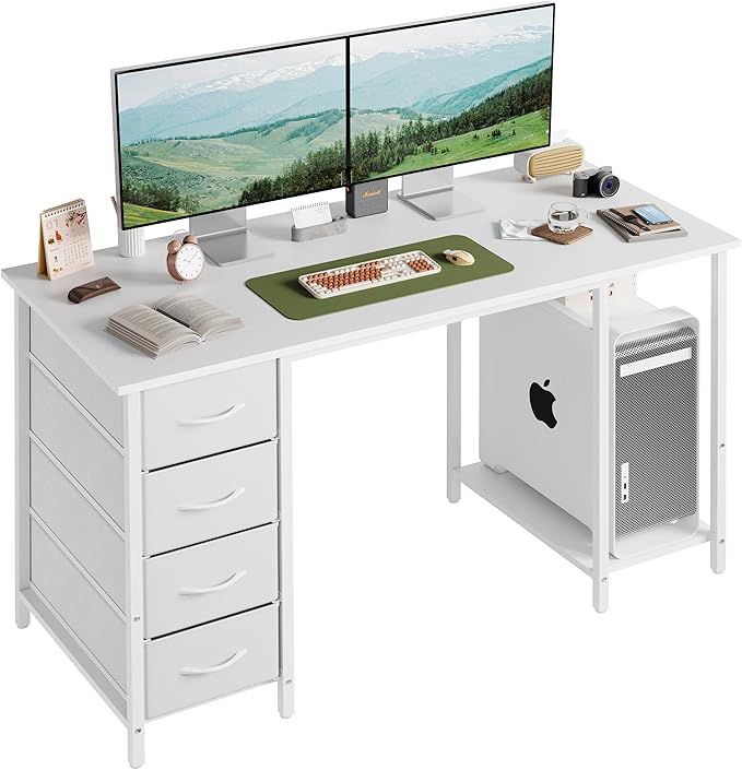 Computer Desk with 4 Drawers, 47 Inch Office Table with Storage, Gaming with by Unknown