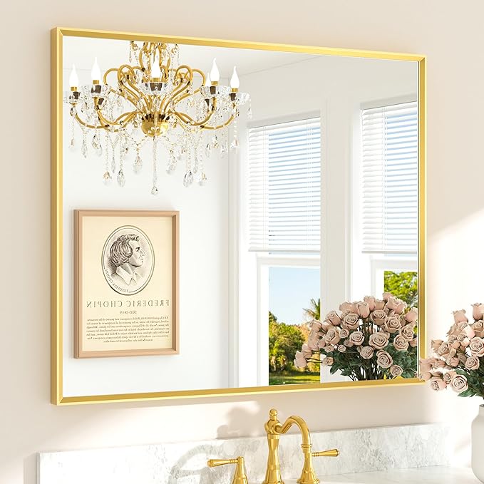 TETOTE Brushed Gold Frame Mirror by TETOTE