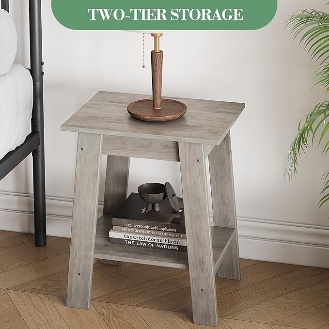 End Table with Double Storage Shelves, Small Space Side Table - Image 7