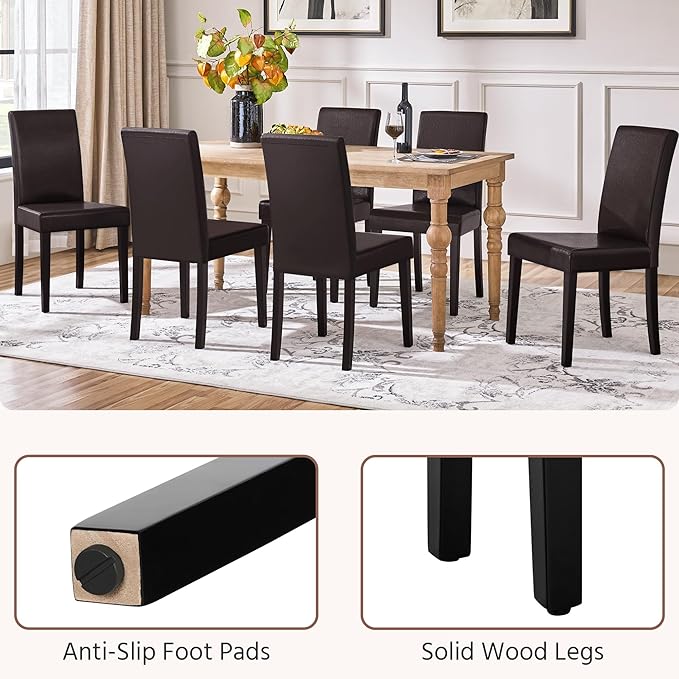 Yaheetech Dining Chairs Set of 6 Faux Leather Modern Dining Room Chairs - Image 8