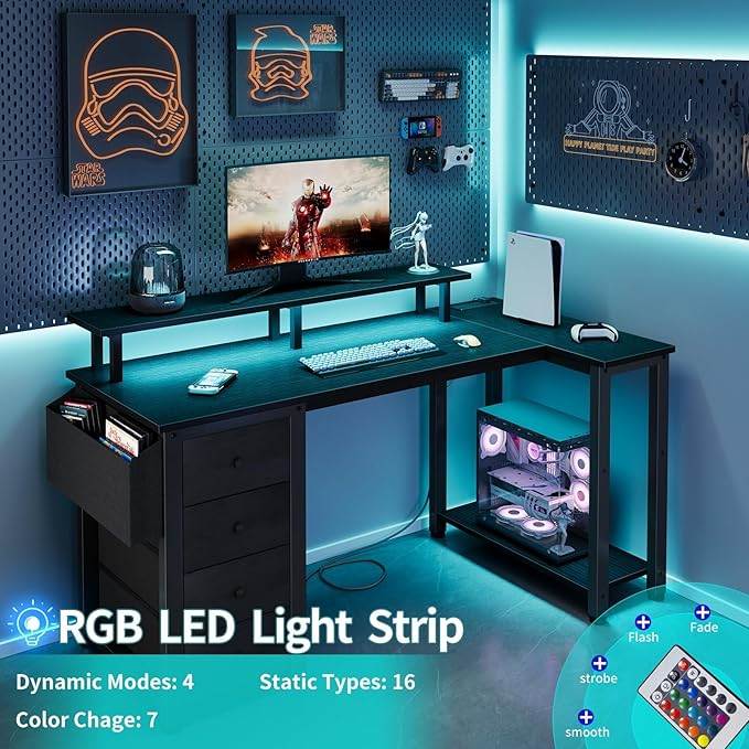 Lufeiya Black L Shaped Desk - Image 4