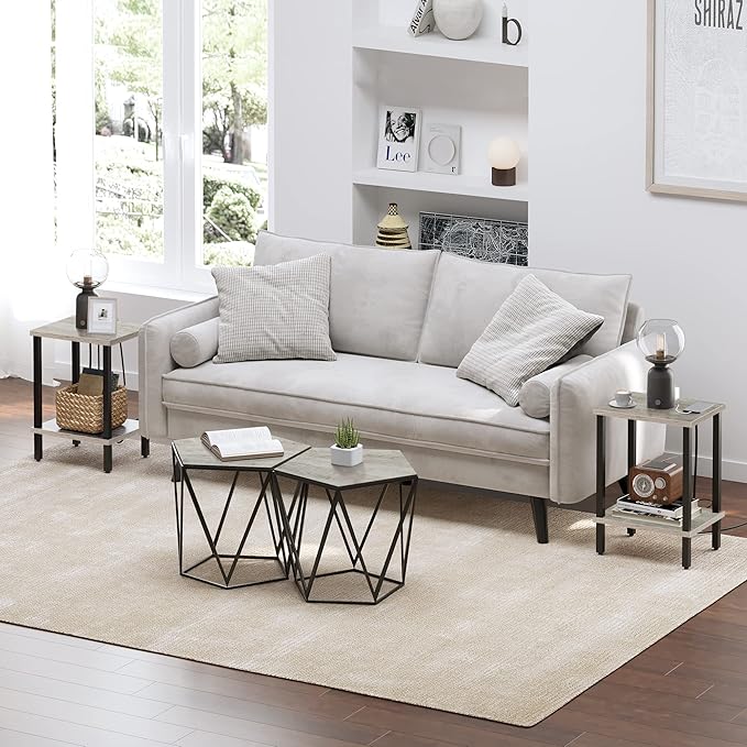 TUTOTAK End Table, Side Table, Nightstand, 2-Tier Storage Shelf, Sofa Side Table - Image 10