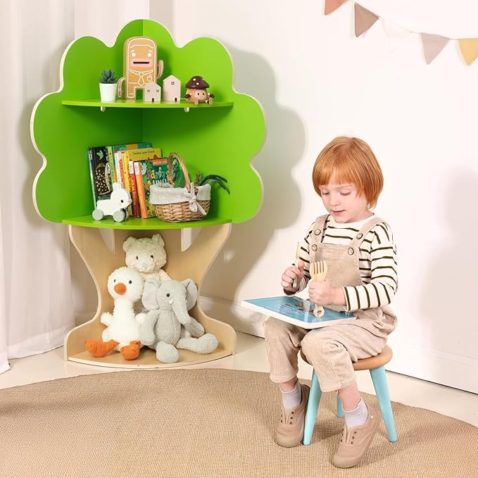 OOOK Tree Bookshelf for Kids Reading Nook, Corner Bookcase Toy Storage for - Image 6