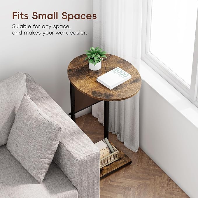 Vagusicc C Shaped End Table, Adjustable Height Small Side Table - Image 9