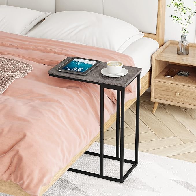 Yusong Small C Shaped End Table, Slim Narrow Couch Side Tables Slide Under Sofa - Image 8