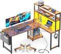 Casaottima Gaming Desk with Power Outlets & LED Lights, 53 Inch Reversible L by Casaottima