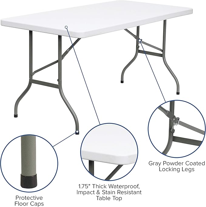 Flash Furniture Elon 5' Rectangular All-Occasion Plastic Folding Event Table - Image 4