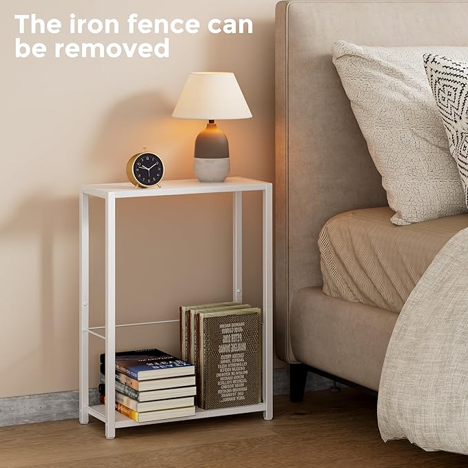Narrow Side Table with Magazine Holder, Skinny End Table Perfect - Image 7