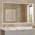 Keonjinn 60 x 36 Inch White Bathroom Mirrors Metal Framed Large Bathroom Mirror by Keonjinn