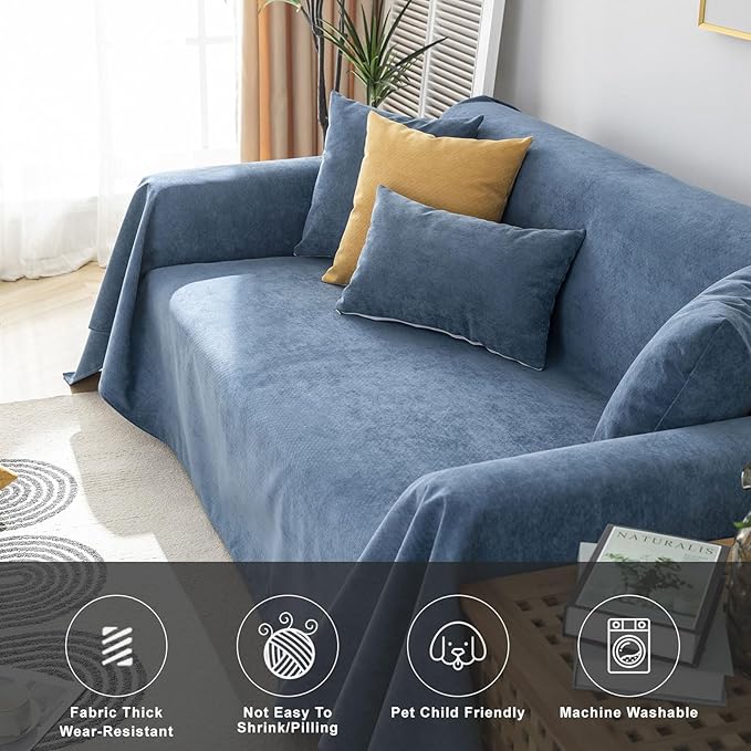 STACYPIK Waterproof Dark Blue Sofa Cover, Washable Couch Cover - Image 8