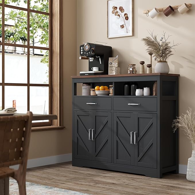 Buffet Sideboard with Storage Farmhouse with 4 Doors, Dining Room - Image 5