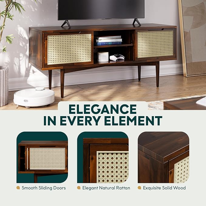 Bme Oliver TV Stand for TVs up to 55", Mid-Century Solid Wood TV Console - Image 3