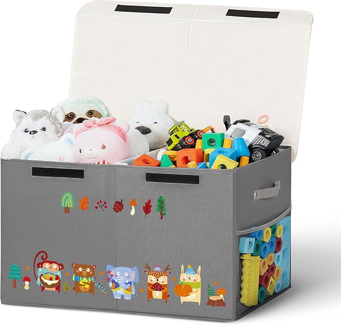 80L Large Toy Storage Box with Lid, Large Toy Box Chest by Unknown