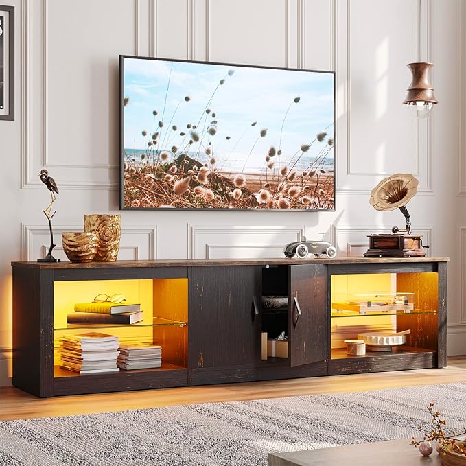 Bestier 70 Inch Led TV Stand for 75 Inch TV Large Entertainment Center Gaming by Bestier