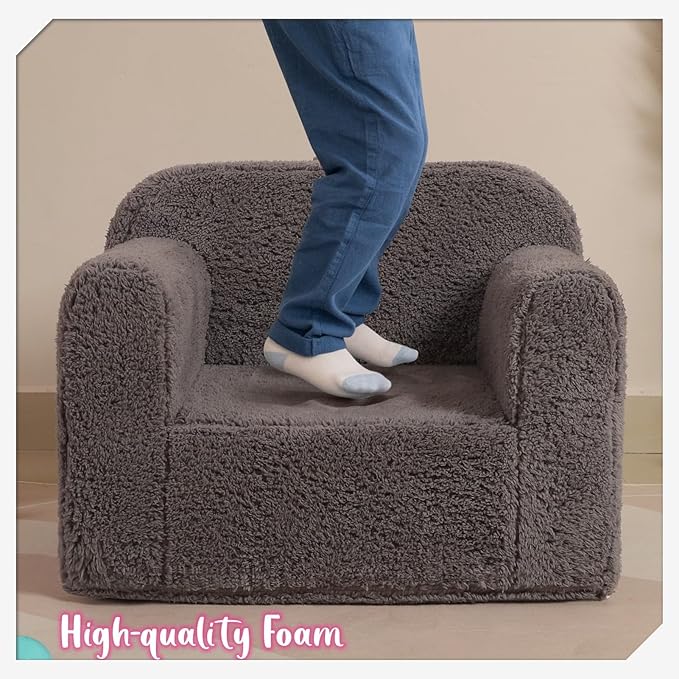 Kids Snuggly-Soft Sherpa Chair, Cuddly Toddler Foam Chair - Image 7