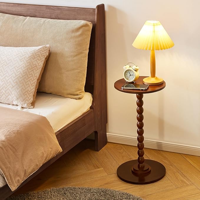Round Side Table, Solid Wood End Table, Small Drink Table Sofa End Table - Image 2