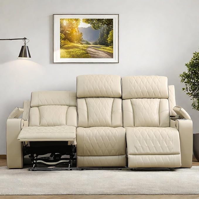 Leather Recliner Sofa Couch, 3-Seater Home Theater Seating Reclining Sofa - Image 7