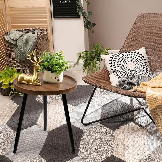 danpinera Round Side Table, Metal Legged Accent Table - Image 9