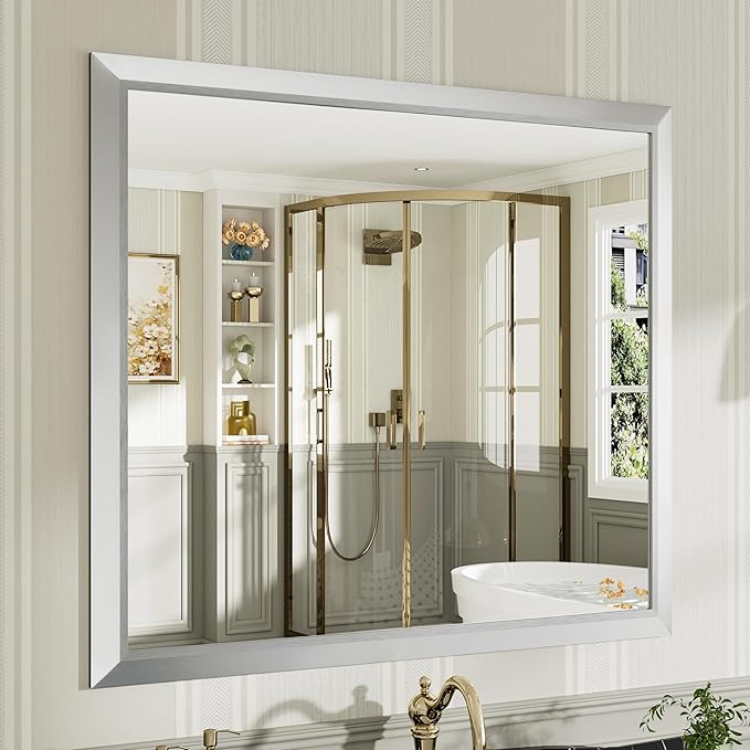 40x36 Inch Silver Bathroom Mirror by Briivuemodernmirrors