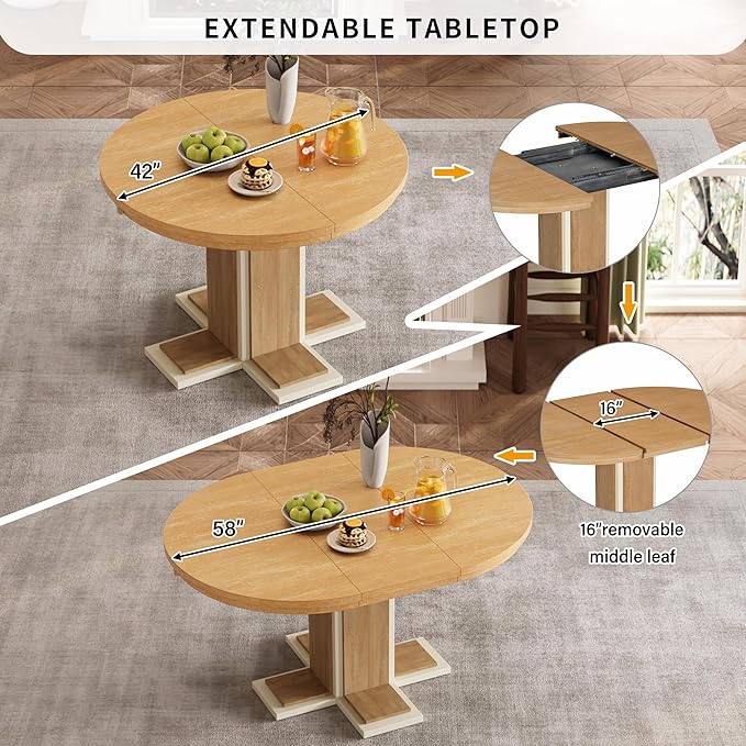 Mid-Century Modern Extendable Round Table - Image 3