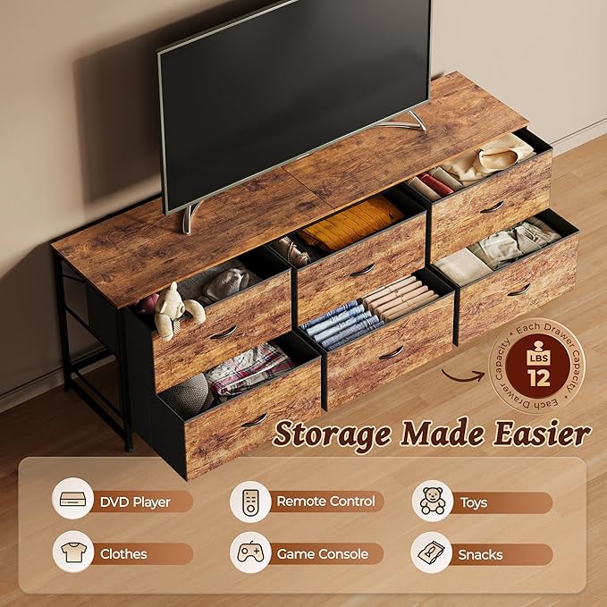 Huuger 63 Inch Long Dresser for Bedroom, Wide TV Stand for 55, 70 Inch TV - Image 6