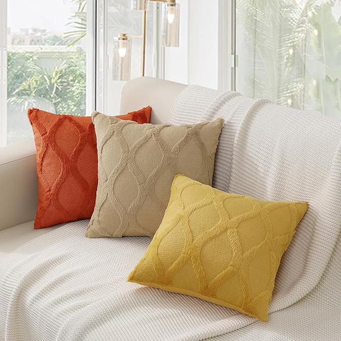 decorUhome Fall Throw Pillow Covers 18x18 Inch Set of 2, Soft Plush Faux Fur - Image 5
