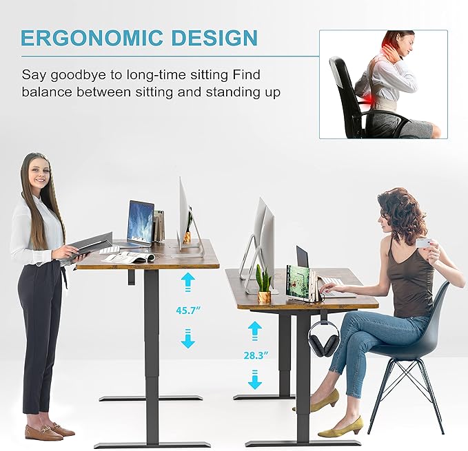 Monomi Electric Height Adjustable Standing Desk, 48x24 Inches, Ergonomic Home - Image 4