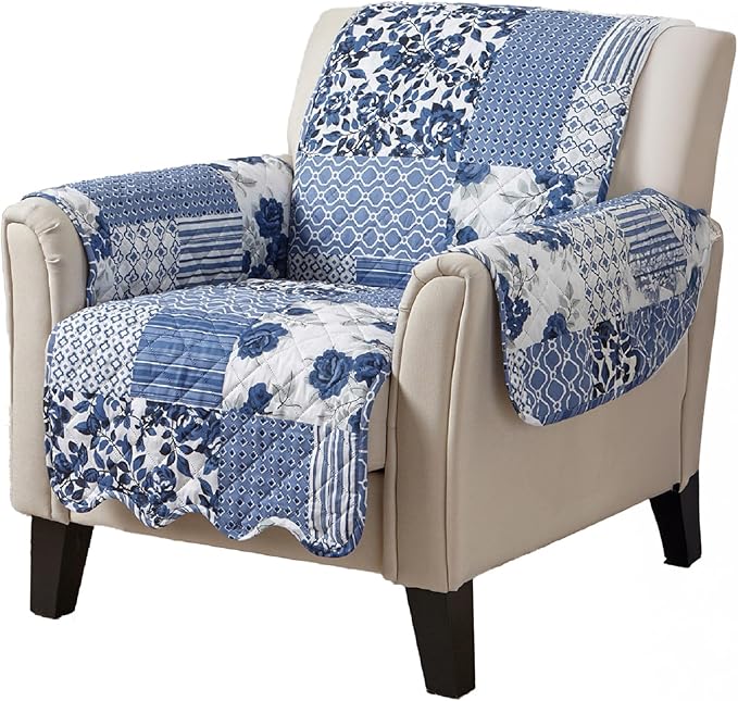 Great Bay Home Patchwork Scalloped Printed Furniture Protector Stain Resistant by GreatBayHome