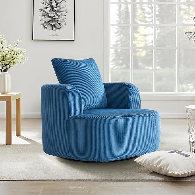 Furnimart 360° Swivel Barrel Accent Chair Set of 2, Round Upholstered Comfy - Image 4