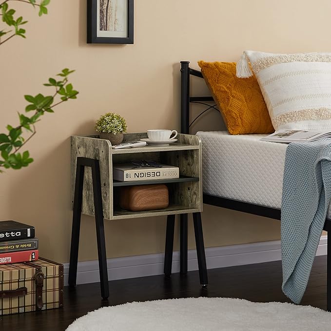 VECELO Night Stand Industrial End Table, Bedside Table - Image 7