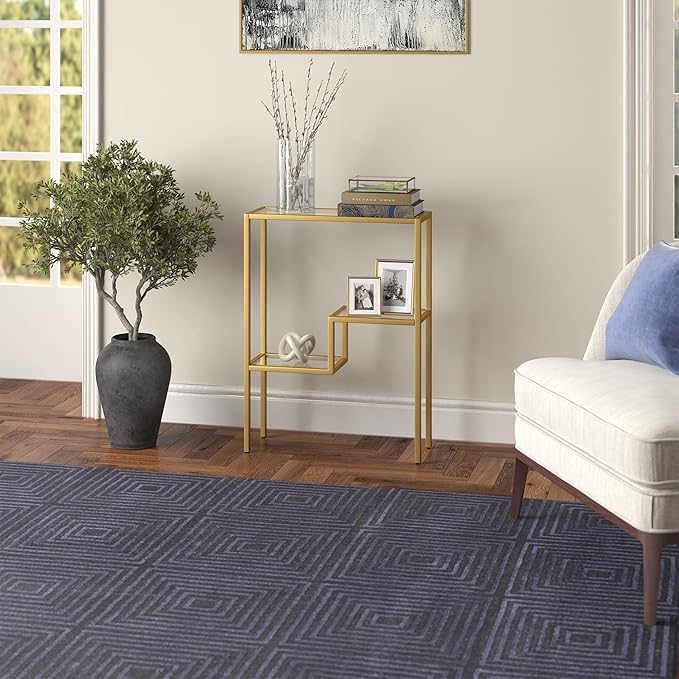 Henn&Hart 22" Wide Rectangular Console Table in Brass, Entryway Table, Accent - Image 7