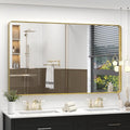 60x36 Inch Gold Framed Bathroom Mirror, Rectangle Brushed Gold Metal Vanity by VANLIOBathroomMirror
