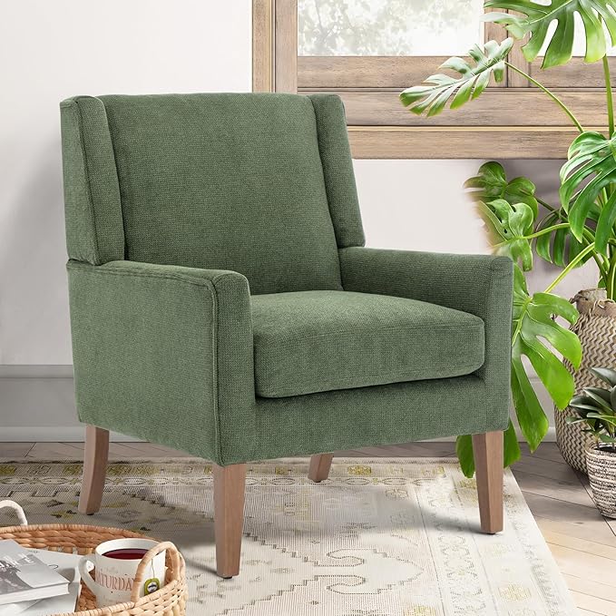 COLAMY Modern Wingback Living Room Chair Set of 2, Upholstered Fabric Accent - Image 3
