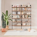 Industrial Ladder Shelf Bookcase, Wall Mounted Rustic Bookshelf, Retro Wood by ANYNICE