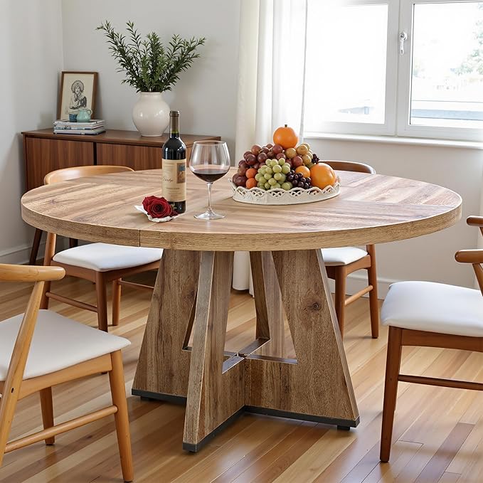 NicBex 47 Inch Round Dining Table, Wooden Dinner Table by NicBex