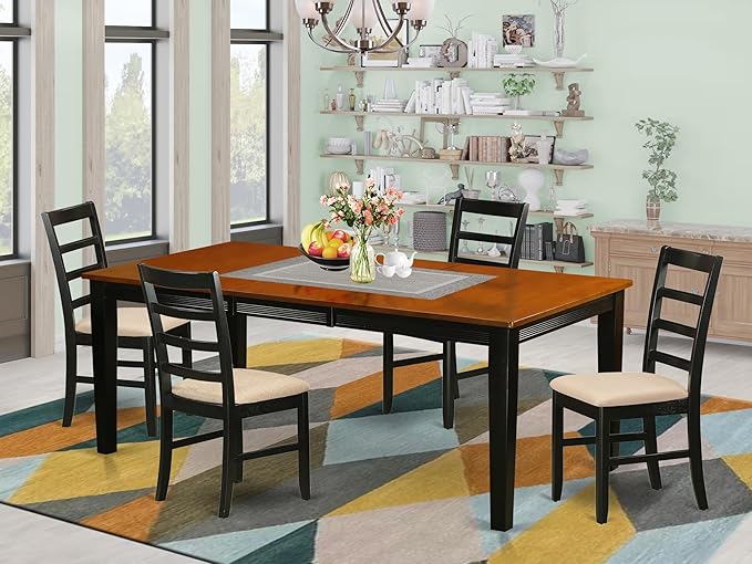 East West Furniture QUPF5-BCH-C 5 Piece Dining Room Table Set Includes a - Image 2