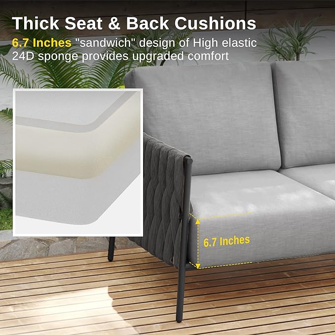 EAST OAK Life Chatter Patio Furniture Set, Outdoor Furniture Corner Sofa Set - Image 5