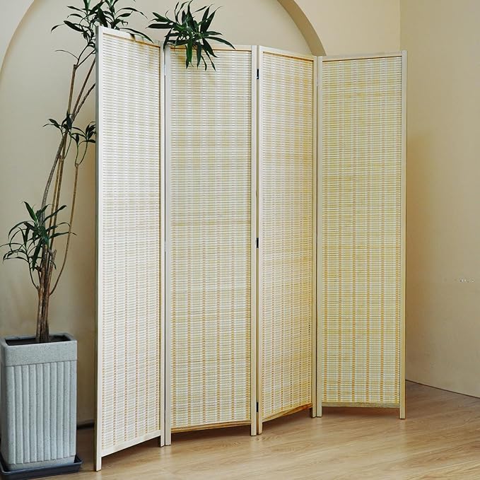 4 Panel Room Divider and Folding Screen Room Divider, Bamboo Room Divider Screen - Image 3