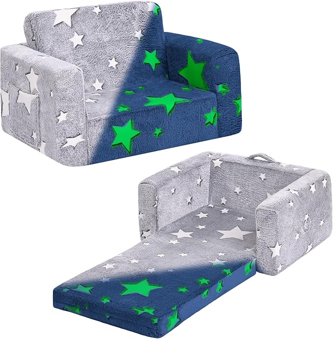 Tiita Kids Chair Couch, Folding Toddler Comfy Sofa Chairs, 2-in-1 Kids Plush by TiitaHome