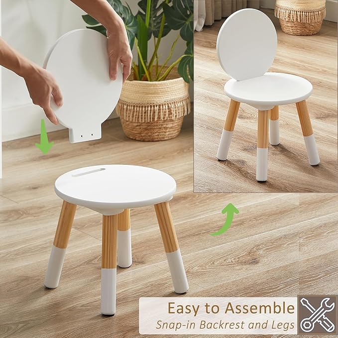 VECELO Round Table and Chair Set Playroom Furniture Wooden, Modern Minimalist - Image 2