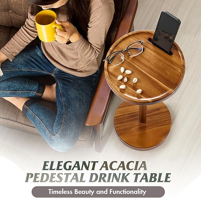 Drink Table, 24.4" Tall Compact Side Table - Image 2