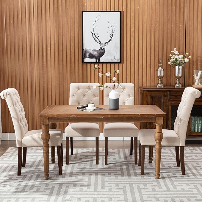 COLAMY Button Tufted Dining Chairs Set of 6, Accent Parsons Diner Chair - Image 4