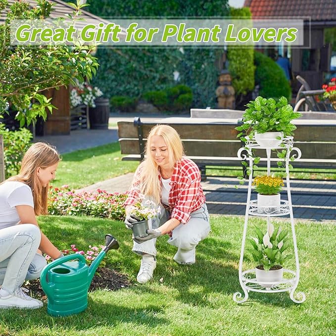 KMOTASUO 3 Tier Metal Plant Stand Indoor, 34 Inch Tall Corner Plant Stands - Image 7