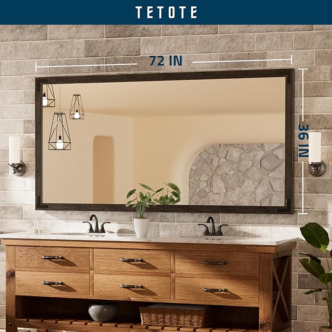 TETOTE 72 x 36 Black Wood Mirror - Image 7