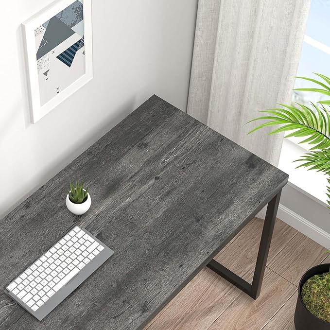 EXCEFUR Modern Home Office Desk, Wood and Metal Computer Desk, Industrial - Image 4