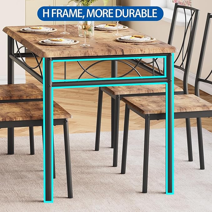 IDEALHOUSE Dining Table Set for 4, Kitchen Table and Chairs Set for 4, - Image 4