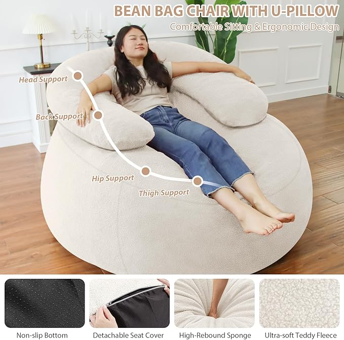 HABUTWAY Bean Bag Chair with U-Shaped Pillow - Image 3