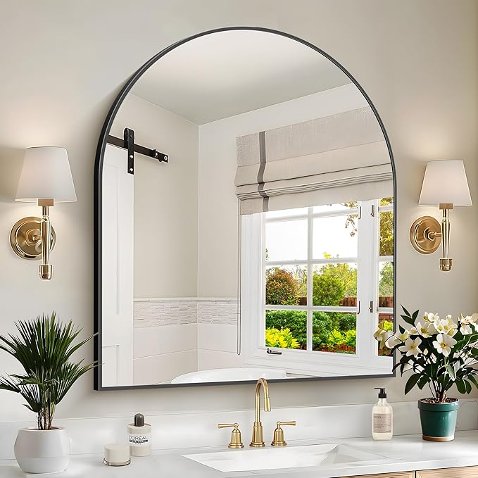 Black Arch Mirror, 30’’x36’’ Black Mirror - Image 4